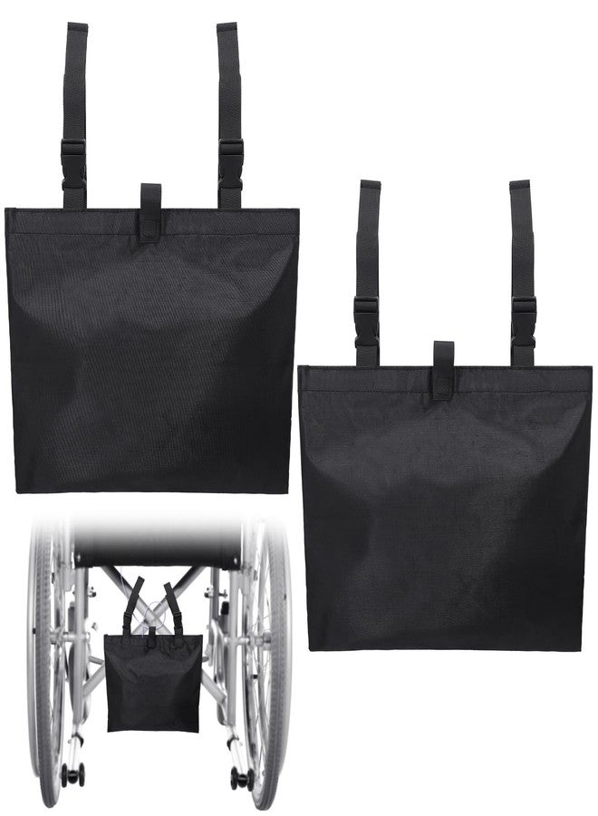 Threlaco 2 Pcs Urine Drainage Bag Holder Canvas Catheter Bag Covers for Wheelchairs Chair Bed Under Basket with Adjustable Straps for Foley Infusion Nephrostomy Bags, 15 x 11 x 9 in(Black) - Image 1